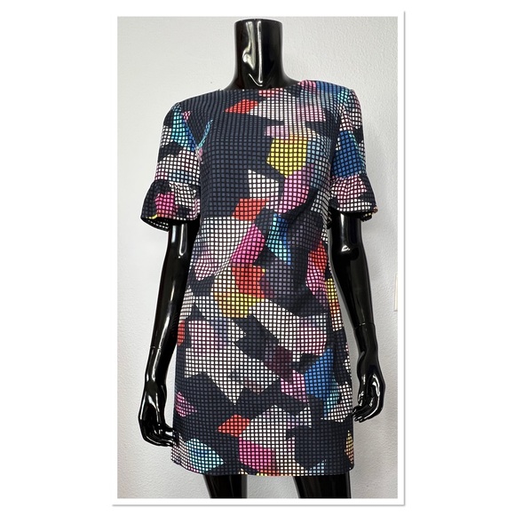 Trina Turk Geometric Multi Colored 100% Cotton Shell Dress Sz 2 NWT - Picture 2 of 6